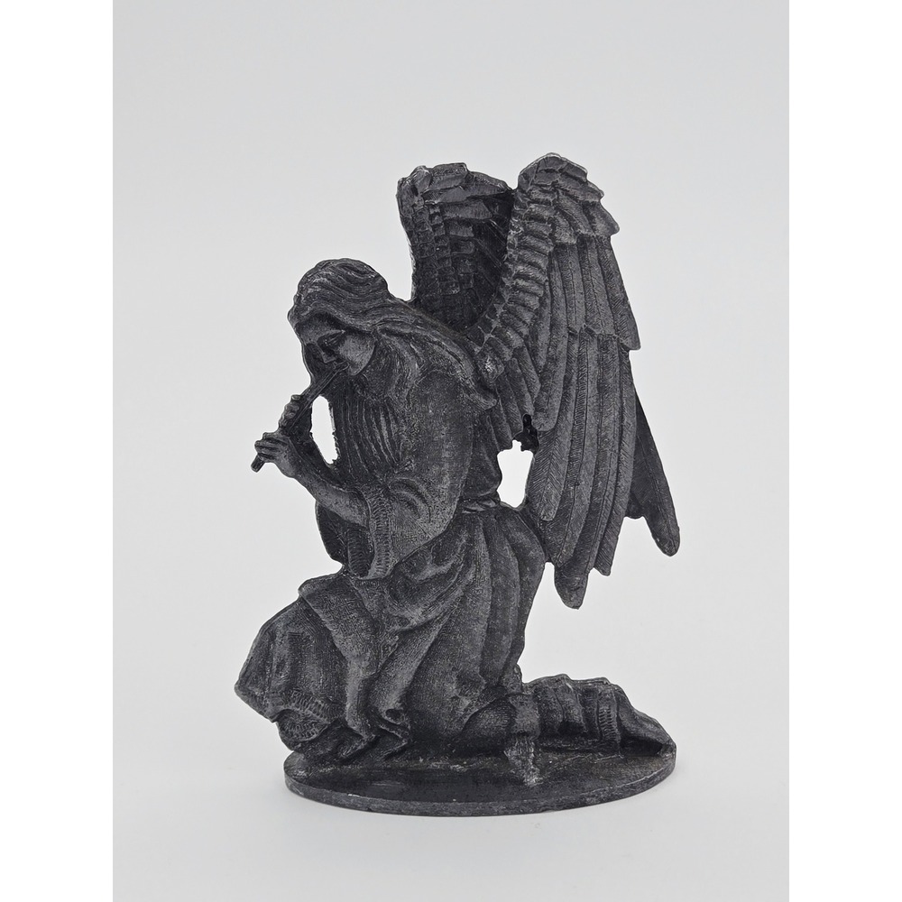 Vintage 1986 Metzke Pewter Kneeling Angel Playing Flute Figurine 3.75"